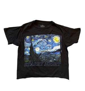 Black & blue Van Gogh Starry Night crop top -raw...
